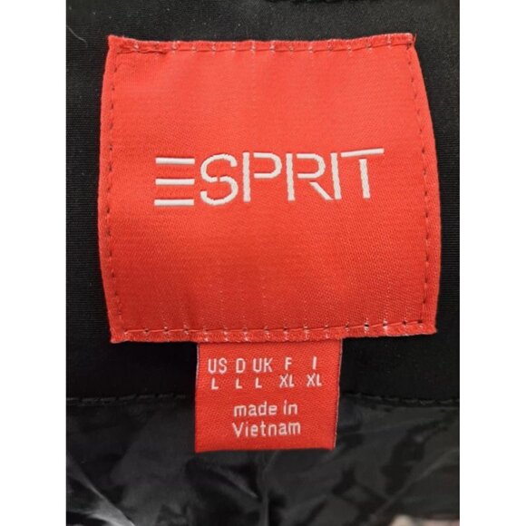 Black Esprit Trench Style Coat With Removable Belt L - Picture 9 of 10